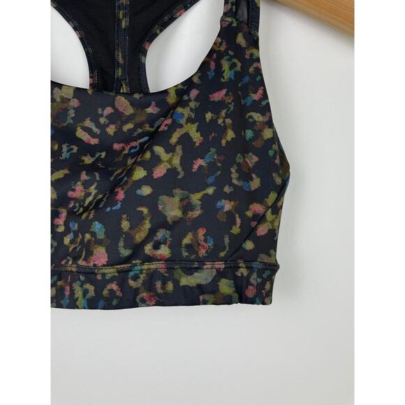 Athleta Contender Multi-colored Ancient Forest Leopard Sports Bra - Size XS - Picture 3 of 7